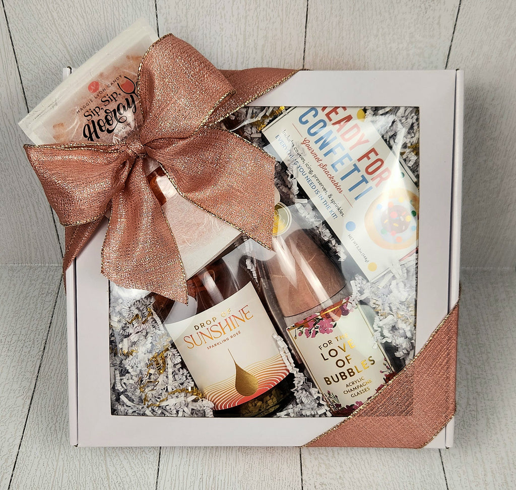gift box containing sparkling wine or champagne
